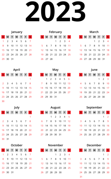 This png image - 2023 Calendar Black US Transparent PNG Image, is available for free download