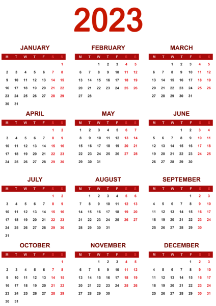 This png image - 2023 EU Red Calendar Transparent Clipart, is available for free download