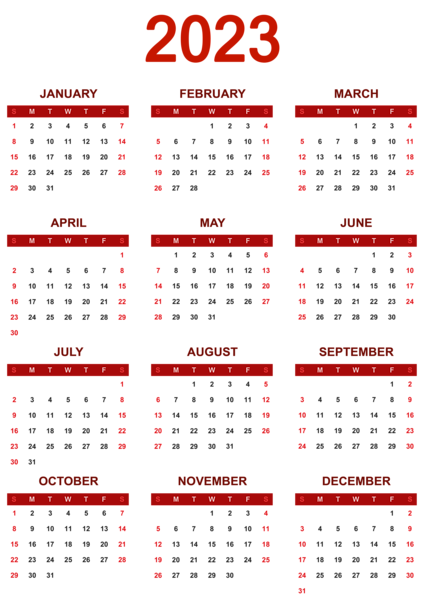 This png image - 2023 Red Calendar Transparent Clipart, is available for free download