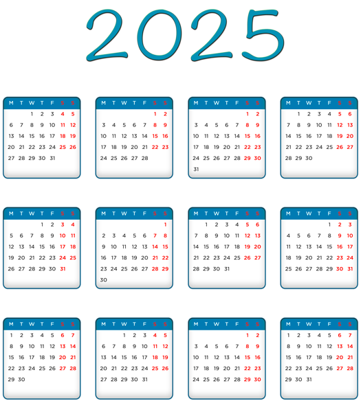 This png image - 2025 Blue EU Calendar Transparent Image PNG, is available for free download