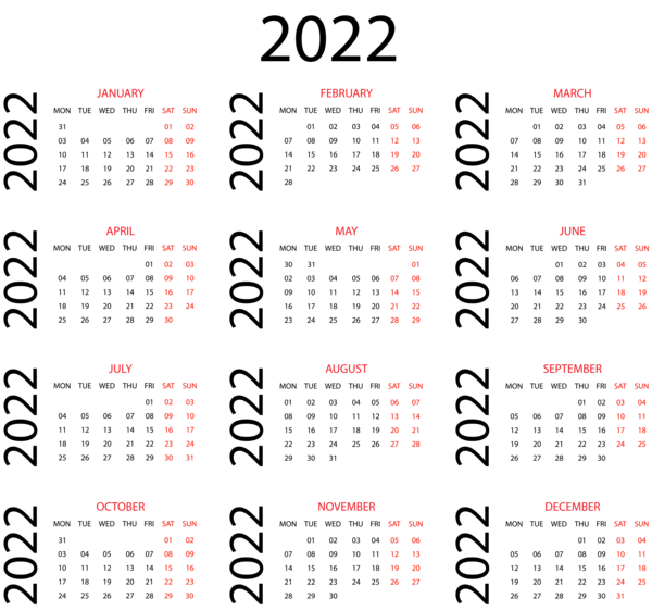 This png image - Calendar for 2022 Transparent PNG Clipart, is available for free download