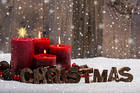 Christmas Background with Red Candles