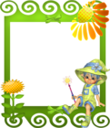 Cute Green PNG Kids Photo Frame