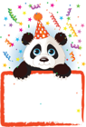 Transparent PNG Kids Panda Party Red Frame