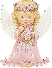 Cute Cherub with Roses Clipart