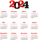 2024 Calendar Black Transparent PNG Clip Art