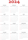 2024 Calendar US Transparent Image