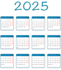 2025 Blue EU Calendar Transparent Image PNG