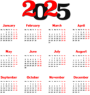 2025 EU Calendar Black Transparent PNG Clip Art