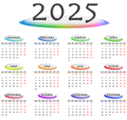 2025 Transparent Retro Colors EU Calendar