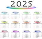 2025 Transparent Retro Colors US Calendar