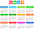 2025 US Colorful Calendar Transparent PNG Image