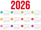 2026 Calendar US Transparent PNG Image