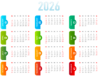 2026 Colorful Transparent Calendar PNG Image
