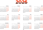 2026 EU Calendar Transparent Image