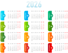 2026 EU Colorful Transparent Calendar PNG Image