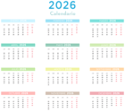 2026 Spanish Colors Calendar Transparent Clipart
