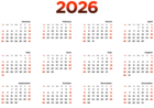 2026 US Calendar Transparent Image