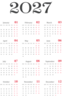 2027 Calendar EU Grey Transparent Clipart