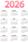 Transparent 2026 Calendar PNG Image