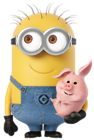 Minion with Piggy Transparent Cartoon PNG Image