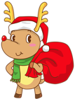 Christmas Rudolph with Santa Hat Transparent PNG Clip Art Image