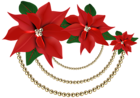 Decorative Christmas Poinsettias with Pearls PNG Clipart Image