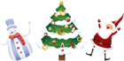 Transparent Christmas Santa Tree and Snowman PNG Clipart