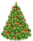 Transparent Christmas Tree with Ornaments and Gold Bells PNG Picture