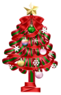 Transparent Red Christmas Deco Tree Clipart