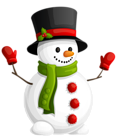 Transparent Snowman with Green Scarf Clipart