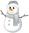 Transparent Snowman with Grey Hat Clipart
