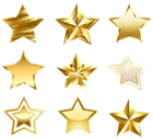 Transparent Golden Stars Set PNG Clipart