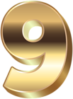 3D Gold Number Nine PNG Clip Art