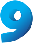 Blue Number Nine Transparent PNG Clip Art Image