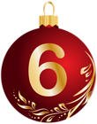 Christmas Ball Number Six Transparent PNG Clip Art Image