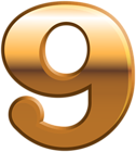 Nine Gold Number PNG Clipart