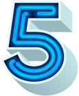 Number Five Neon Blue PNG Clip Art Image