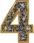 Number Four Deco Gold PNG Clip Art Image