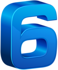 Number Six Blue Transparent PNG Clip Art