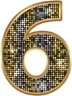 Number Six Deco Gold PNG Clip Art Image