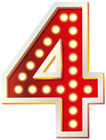 Red Number Four with Lights PNG Clip Art Image