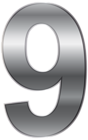 Silver Number Nine PNG Transparent Clip Art Image