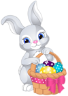 Easter Bunny with Egg Basket PNG Clip Art Image