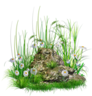 Stone with Grass and Flowers png Clipart