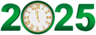 2025 Green Clock Transparent Clip Art Image