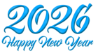 Blue Happy New Year 2026 PNG Clipart Image
