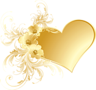 Gold Heart with Flowers PNG Picture