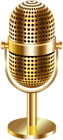 Vintage Microphone Gold Transparent Clip Art Image