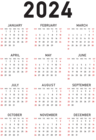 2024 Calendar US PNG Transparent Clipart